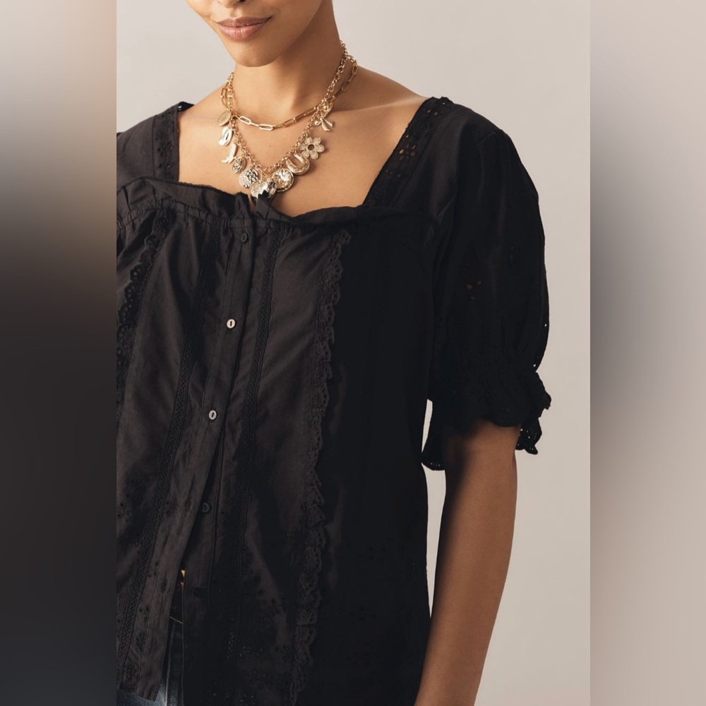 Anthropologie Puff-Sleeve Eyelet Top
In: Black
